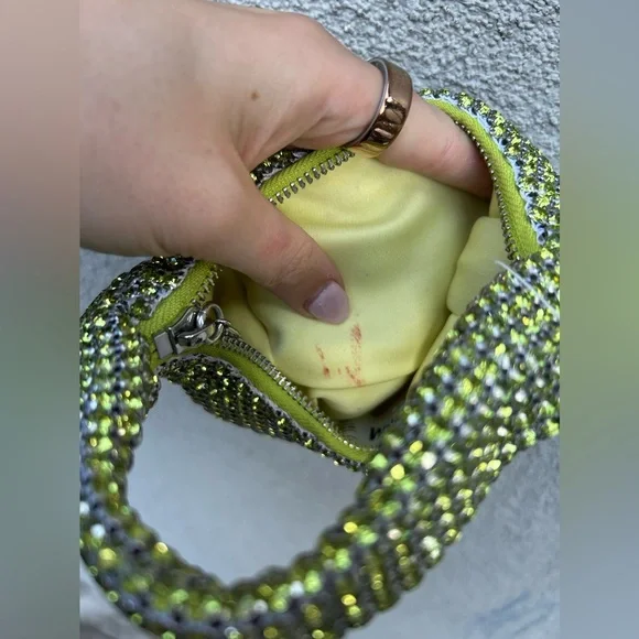 H&M RHINESTONE-EMBELLISHED MINI BAG Lime Green